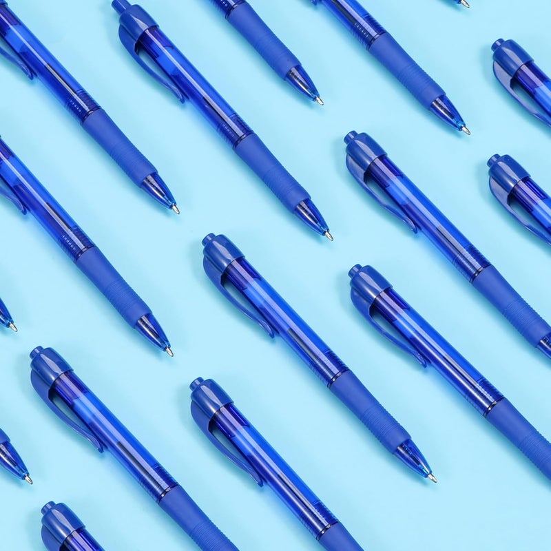 deegtran Pens Bulk, 50 Pack No Bleed Blue Ink Click Pens with Soft Grip, Wholesale Retractable Ballpoint Pens for Office School, Medium Point Smooth 1.0MM - Image 5